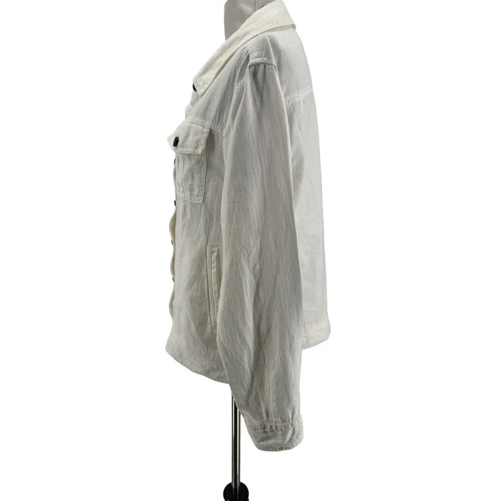 Sundance Women's White 100% Linen Long Sleeve Meryl Jacket Size Medium